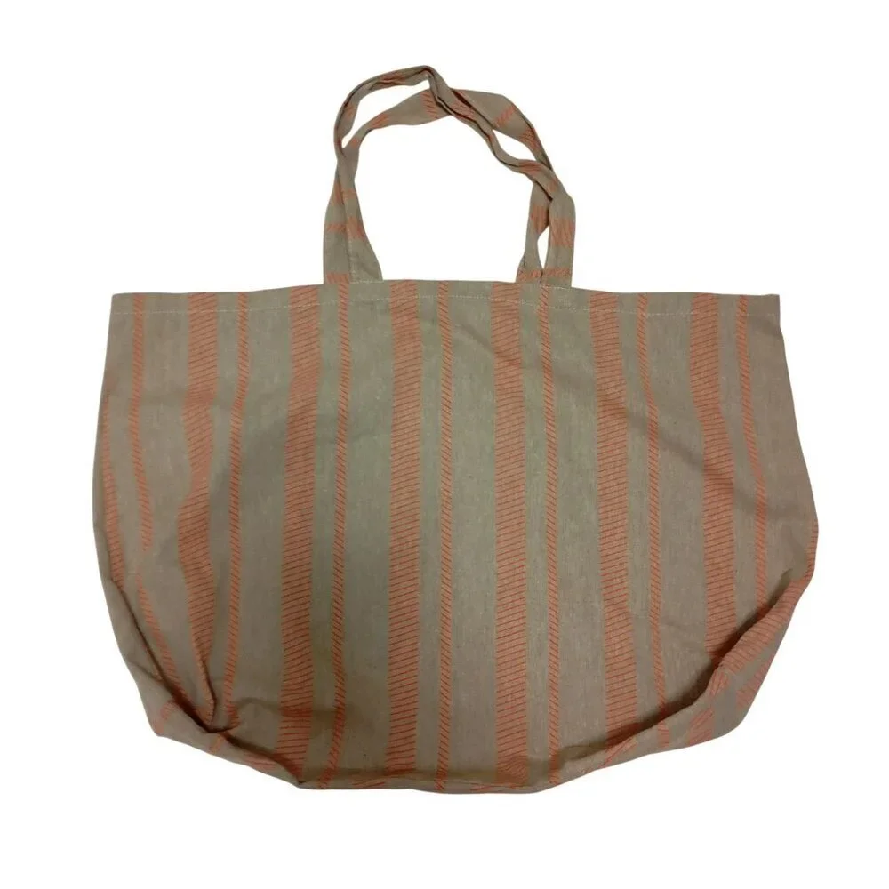Eco-Friendly Avène Tote Bag With Orange Stripes Made Of Linen & Recycled Fabrics